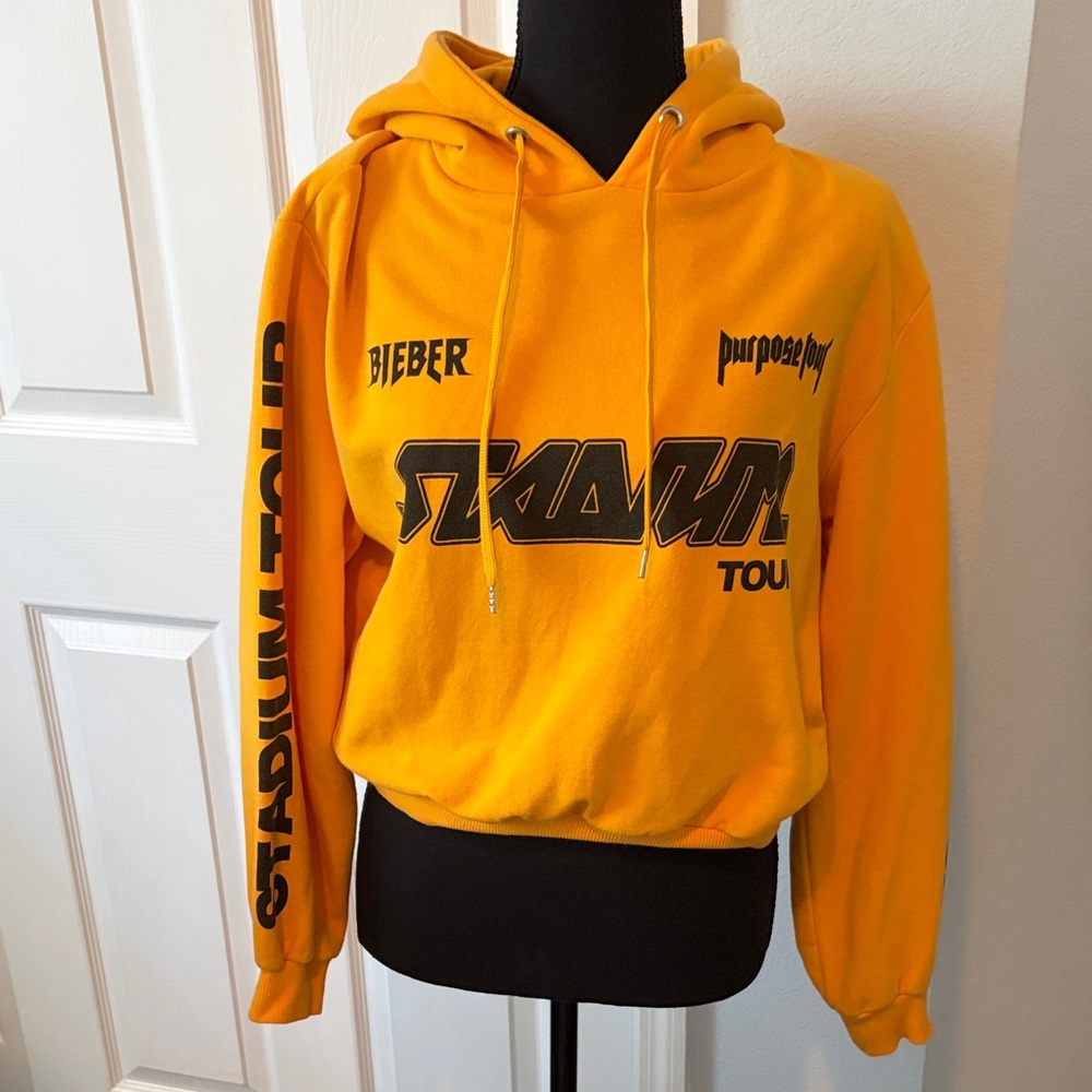 Justin Bieber Purpose Tour Medium Oversized Cropped Hoodie